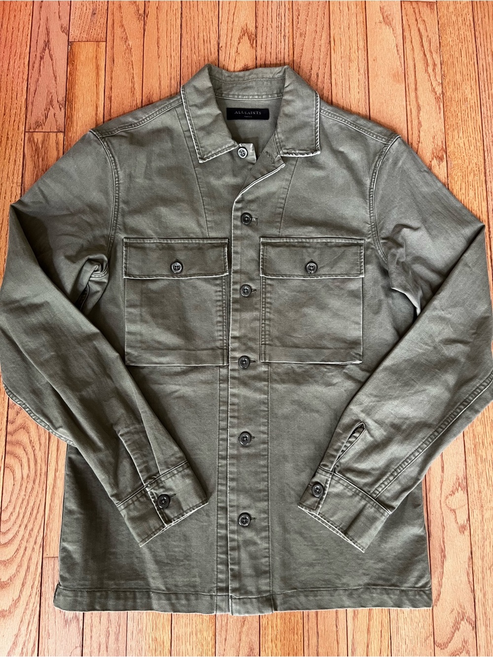 All Saints Olive Military-Style Field Jacket Shirt Men’s Small